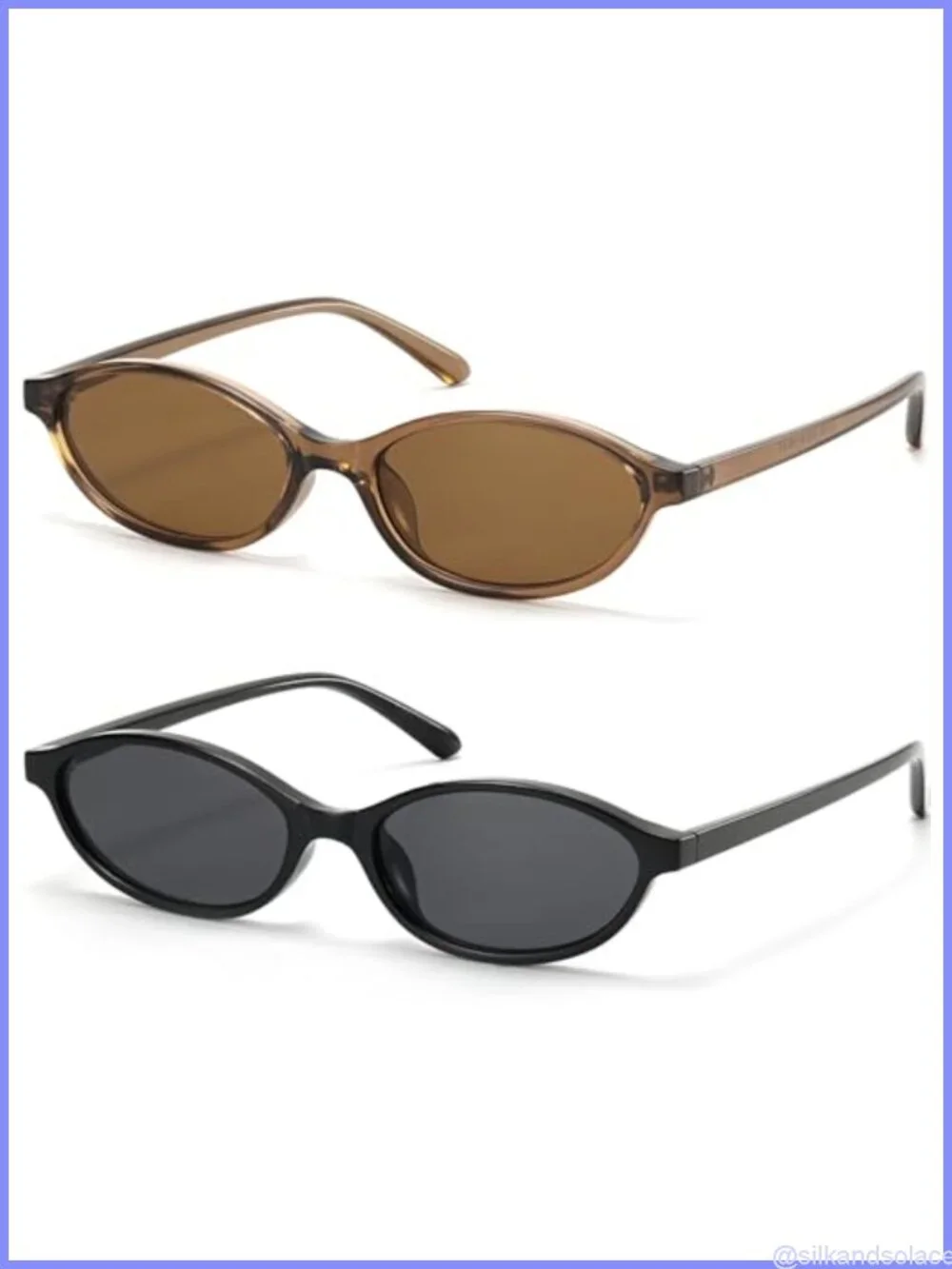 Retro Oval Cat Eye Sunglasses UV400 Protection Slim Fit